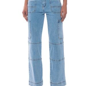 AKIRA Light Blue Wide Leg Utility Jeans